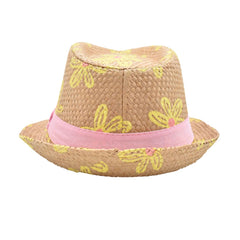 SOMBRERO FEDORA ESTAMPADO DE FLORES DETALLE DE CINTA PARA NIÑA
