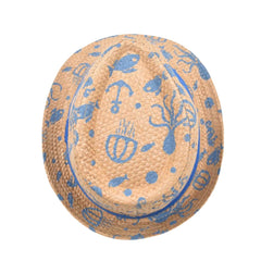 SOMBRERO FEDORA PRINT MARINO DETALLE DE CINTA PARA NIÑO
