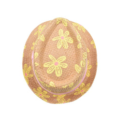 SOMBRERO FEDORA ESTAMPADO DE FLORES DETALLE DE CINTA PARA NIÑA