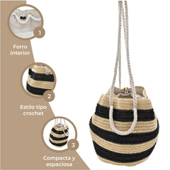 BOLSA MORRAL TEJIDO PARA PLAYA A RAYAS