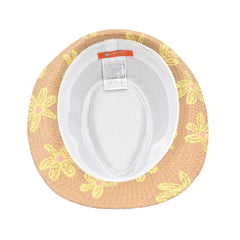 SOMBRERO FEDORA ESTAMPADO DE FLORES DETALLE DE CINTA PARA NIÑA