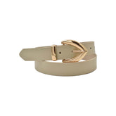 CINTURÓN BEIGE DELGADO CON HEBILLA DORADA