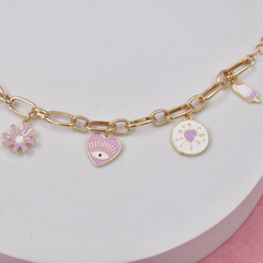 PULSERA CON CHARMS LILA