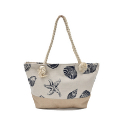 BOLSA PLAYA PRINT CONCHAS Y CORALES