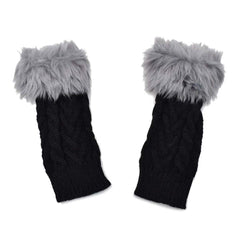 GUANTES MITÓN MUJER NEGRO DETALLE DE PELUCHE EN DEDOS