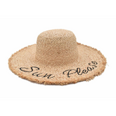 SOMBRERO PAMELA DE PAJA DETALLE DE LETRAS BORADADAS
