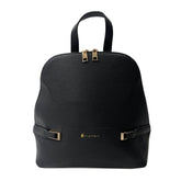 MOCHILA CASUAL PARA MUJER NEGRO EFECTO CUERO CON DETALLES EN DORADO