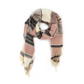 BUFANDA FRANJAS DISEÑO TRIBAL COLOR BEIGE