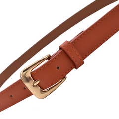 CINTURÓN DELGADO TERRACOTA HEBILLA CUADRADA DORADA