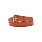 CINTURÓN DELGADO TERRACOTA HEBILLA CUADRADA DORADA