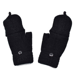 GUANTES SIN DEDOS NEGRO DE MUJER CON CAPUCHA PARA DEDOS