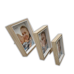 SET TRES PORTARRETRATOS MADERA COMPRIMIDA COLOR BLANCO Y PINO