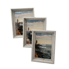 SET TRES PORTARRETRATOS MADERA COMPRIMIDA COLOR GRIS