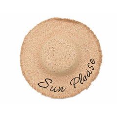 SOMBRERO PAMELA DE PAJA DETALLE DE LETRAS BORADADAS