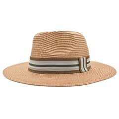 SOMBRERO FEDORA DE HOMBRE CAFÉ DETALLE DE CINTA A RAYAS PARA CABALLERO
