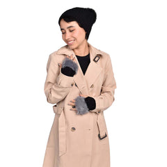 GUANTES MITÓN MUJER NEGRO DETALLE DE PELUCHE EN DEDOS