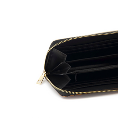 CARTERA LARGA NEGRO Y BEIGE CON ANIMAL PRINT