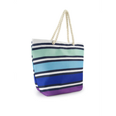 BOLSA DE PLAYA RAYAS TONOS AZULES