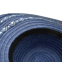 SOMBRERO PAMELA AZUL DETALLE DE GRECAS EN COLOR BLANCO