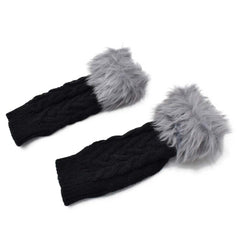 GUANTES MITÓN MUJER NEGRO DETALLE DE PELUCHE EN DEDOS