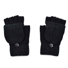 GUANTES SIN DEDOS NEGRO DE MUJER CON CAPUCHA PARA DEDOS