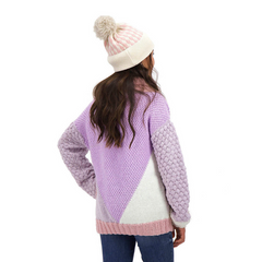 GORRO TEJIDO BICOLOR MAXI POMPÓN BEIGE