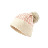 GORRO TEJIDO BICOLOR MAXI POMPÓN BEIGE