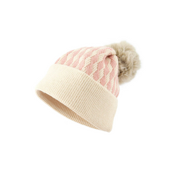 GORRO TEJIDO BICOLOR MAXI POMPÓN BEIGE