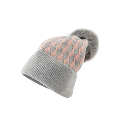 GORRO TEJIDO BICOLOR MAXI POMPÓN GRIS