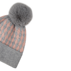 GORRO TEJIDO BICOLOR MAXI POMPÓN GRIS