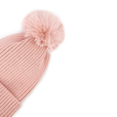 GORRO TEJIDO CON MAXI POMPÓN PALO DE ROSA