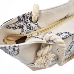 BOLSA PLAYA PRINT CONCHAS Y CORALES