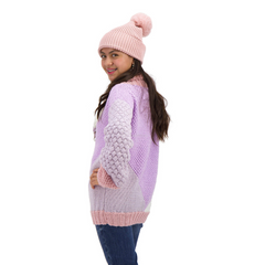 GORRO TEJIDO CON MAXI POMPÓN PALO DE ROSA