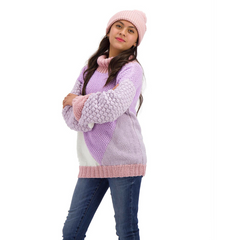 GORRO TEJIDO CON MAXI POMPÓN PALO DE ROSA