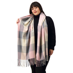 BUFANDA CUADROS ROSA PASTEL