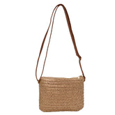 BOLSA BANDOLERA PARA PLAYA EFECTO TEJIDO CAFÉ