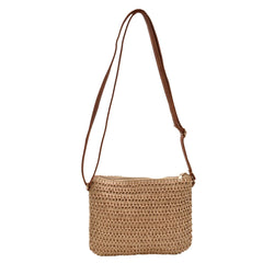 BOLSA BANDOLERA PARA PLAYA EFECTO TEJIDO CAFÉ