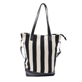 BOLSA CASUAL DE RAYAS NEGRO Y BEIGE CORREA DESMONTABLE