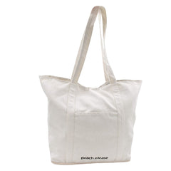 BOLSA TOTE DE PLAYA CREMA DETALLE DE FRASE FONDO FALSO