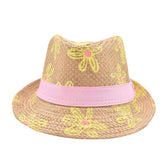 SOMBRERO FEDORA ESTAMPADO DE FLORES DETALLE DE CINTA PARA NIÑA