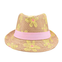 SOMBRERO FEDORA ESTAMPADO DE FLORES DETALLE DE CINTA PARA NIÑA