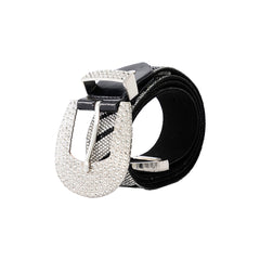 CINTURÓN NEGRO Y PLATA CON PEDRERÍA