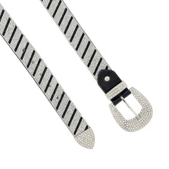 CINTURÓN NEGRO Y PLATA CON PEDRERÍA