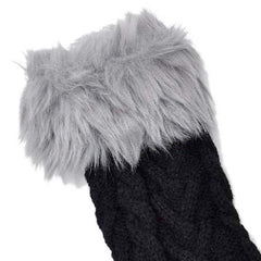 GUANTES MITÓN MUJER NEGRO DETALLE DE PELUCHE EN DEDOS