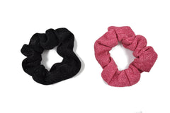 SET DE 2 SCRUNCHIES NEGRO/ROSA