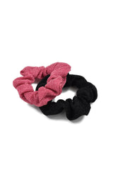 SET DE 2 SCRUNCHIES NEGRO/ROSA