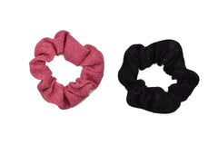 SET DE 2 SCRUNCHIES NEGRO/ROSA