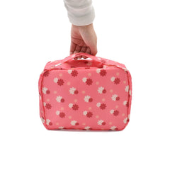 COSMETIQUERA VIAJERA CON PRINT DE FLORES ROSA
