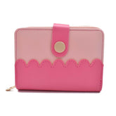 CARTERA MONEDERO BI COLOR CON TRES COMPARTIMIENTOS INTERIOR ROSA