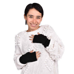 GUANTES DISEÑO DE MITÓN LARGO NEGRO